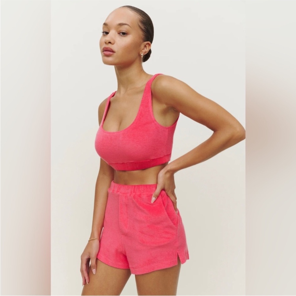 Reformation Hot Pink Terry Mini Tank and Shorts Set